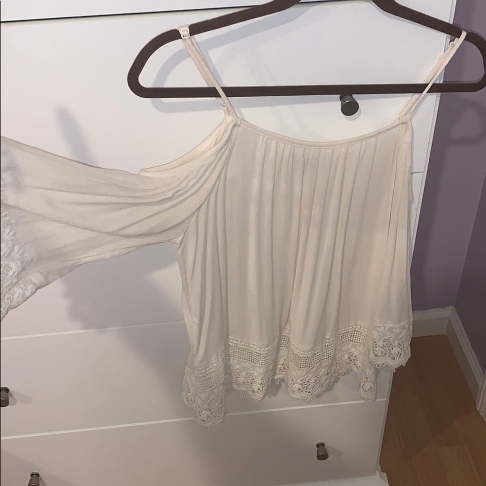 AE Cold Shoulder Crocheted Top